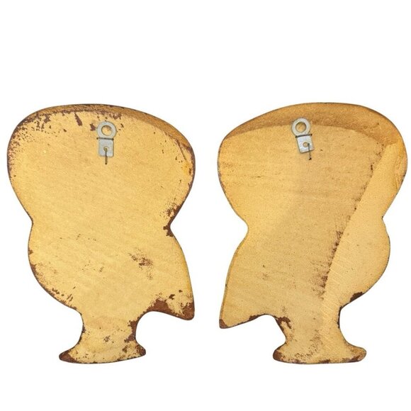 Vintage MCM Pair of Owls Wall Art 8" x 5.5" Molded Foam Looks Like Wood Lightwgt - Picture 5 of 5